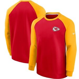 Kansas City Chiefs Nike Historic Raglan Crew Performance Sweater Red/Gold XL NWT